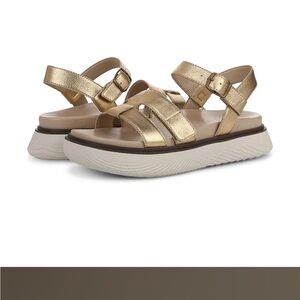 Vionic Gold Sandals with Strappy Design and Comfortable Footbed